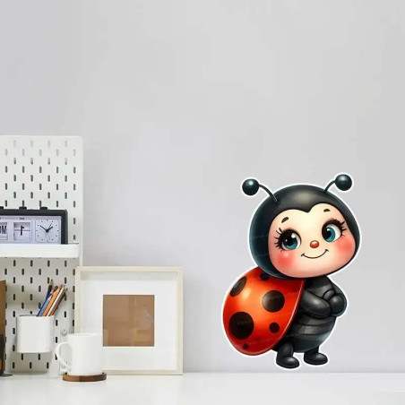 Autocollant Coccinelle 'Petit Bonheur' - 15, 20 ou 30 cm !