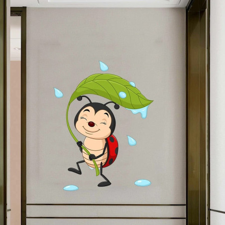 Cute 'Dancing in the Rain' Ladybug Sticker | Unique Gift Idea