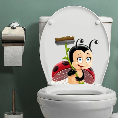 Cute "Magic Broom" Ladybug Sticker | Whimsical Wall Decor Gift