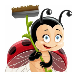Cute "Magic Broom" Ladybug Sticker | Whimsical Wall Decor Gift