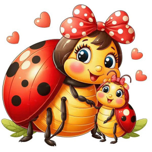 Sticker Mural Coccinelle 'Ruban d'Amour' | Déco Chambre