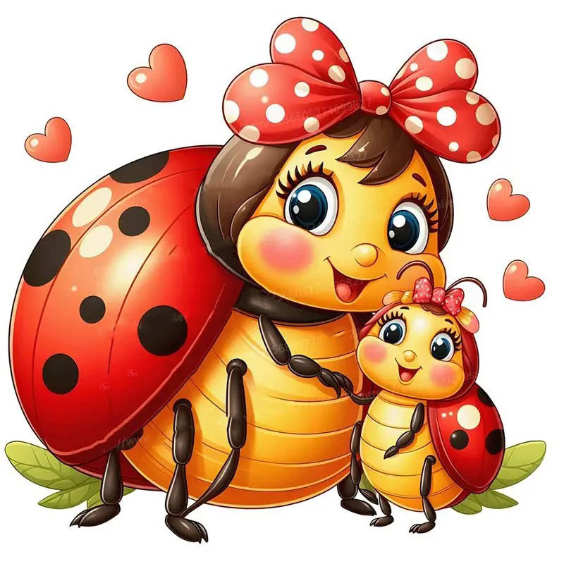 Cute Ladybug 'Ribbon of Love' Wall Decal for Nursery