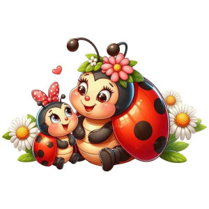 Cute Ladybug Wall Decal | Radiant Spring Floral Sticker Gift