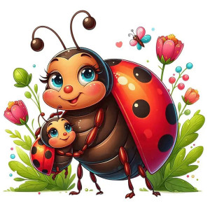 Sticker Mural Coccinelle Ailes d'Abeille Pastel pour Enfant