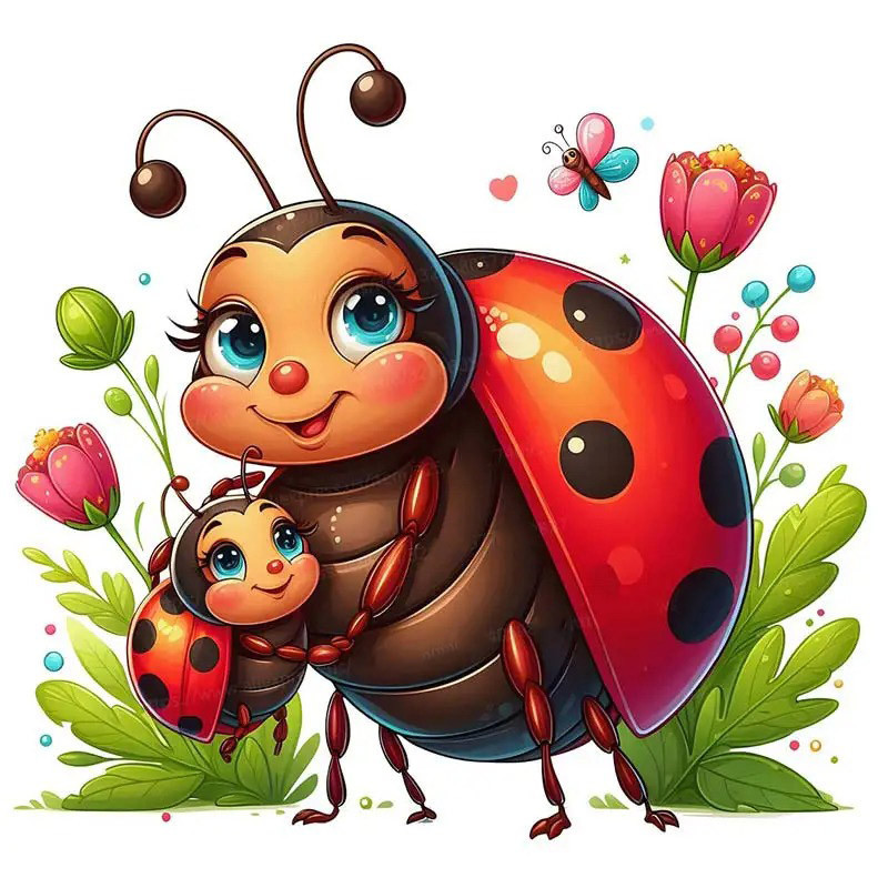 Cute Pastel Bee-Wings Ladybug Sticker | Wall Decal for Kids