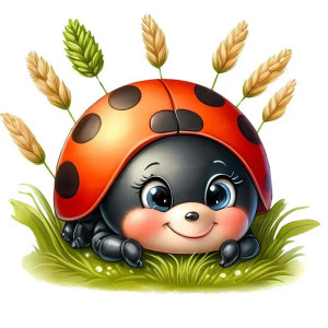 Cute Ladybug 'Lucky Flower' Sticker | Rustic Wall Decor