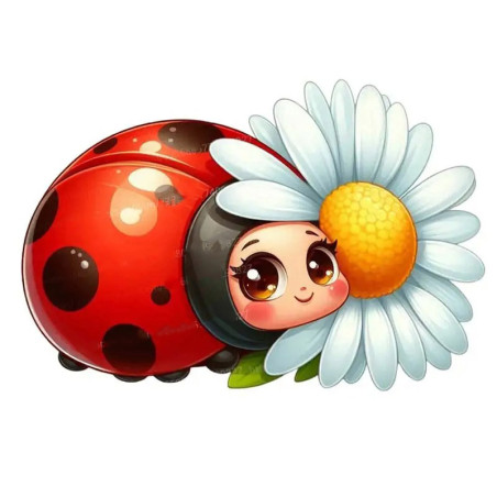Cute Ladybug & Daisy Wall Sticker | Nursery Wall Decor Gift