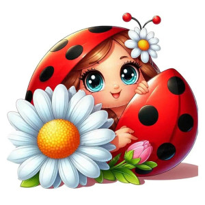 Sticker Coccinelle Mignon "Douceur Florale" | Déco Murale Enfant