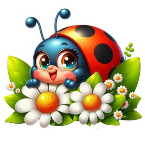 Sticker Coccinelle Bleue Enchantée - 4 Tailles Disponibles !