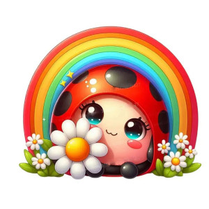 Sticker Mignon Fée Coccinelle Arc-en-ciel - 4 Tailles Disponibles !