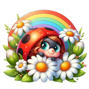 Sticker Coccinelle Arc-en-ciel Mignon – Vinyle Magique & Durable