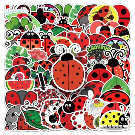 Stickers Coccinelle Mignons | Lot Unique de 10 ou 50 Pièces