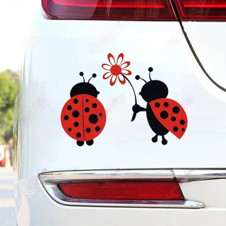 Cute Ladybug in Love Sticker – Durable & Romantic Vinyl Decal