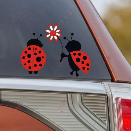 Sticker Coccinelles Amoureuses – Adhésif Vinyle Durable