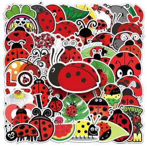 Lot de 50 Stickers Coccinelle | Autocollants Vinyle Imperméable