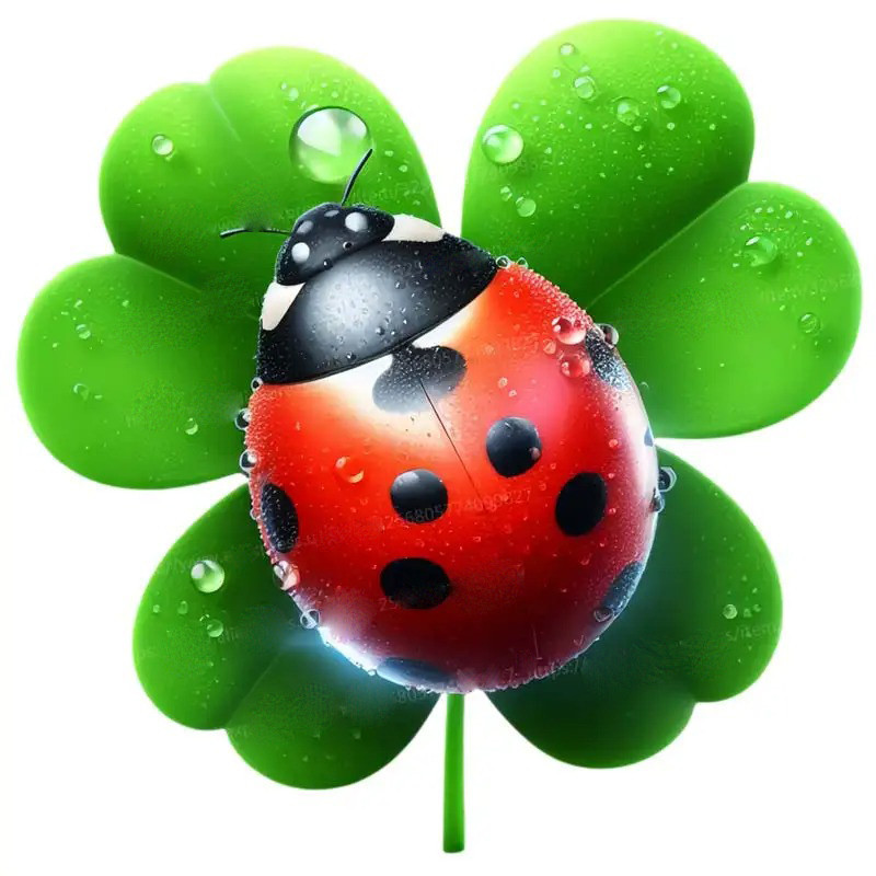 Sticker Coccinelle & Trèfle Porte-Bonheur | Durable & Étanche