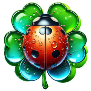 Sticker Coccinelle & Trèfle Éclatant | Cadeau Porte-Bonheur