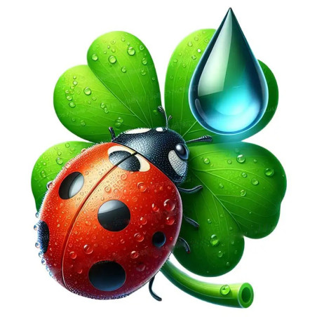 Sticker Coccinelle & Trèfle Mignon - Autocollant Porte-Bonheur