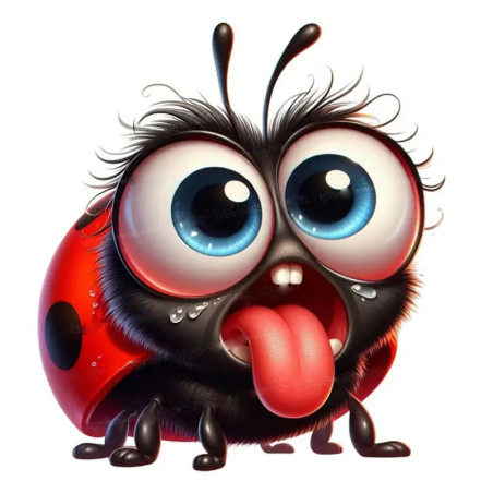 Sticker Coccinelle Drôle qui Tire la Langue - Déco Mignonne
