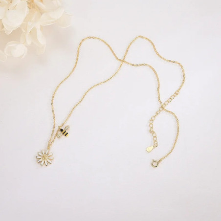 Collier Abeille & Pâquerette Scintillante | Bijou Cadeau Idéal