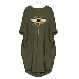 T-Shirt Long Abeille pour Femme avec 2 poches Let it Bee kaki