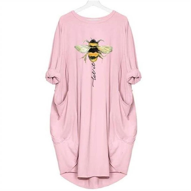 T-Shirt Long Abeille pour Femme rose