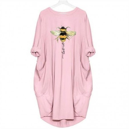 T-Shirt Long Abeille pour Femme rose