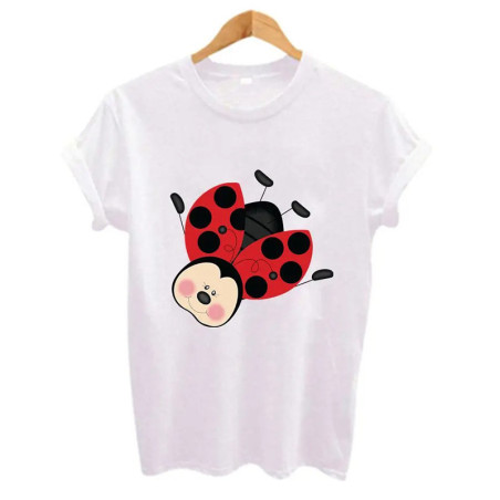 T-Shirt Coccinelle Mignon pour Femme | 100% Coton Kawaii