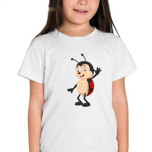 T-shirt Enfant Coccinelle qui dit "Bonjour !" pour petite fille