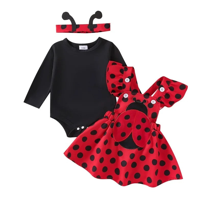 Déguisement Coccinelle Bébé Fille | Ensemble 3 Pièces Coton