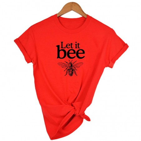 T-shirt Abeille Let it BEE à manches courtes pour femme modele 2 rouge