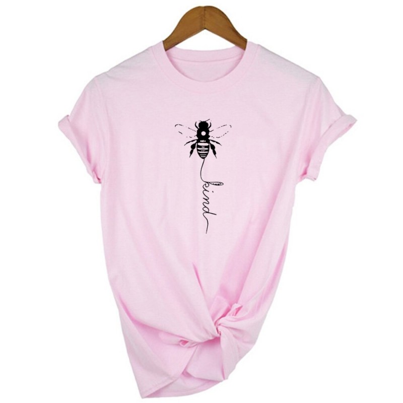 T-shirt Abeille Let it BEE à manches courtes pour femme modele 3 rose