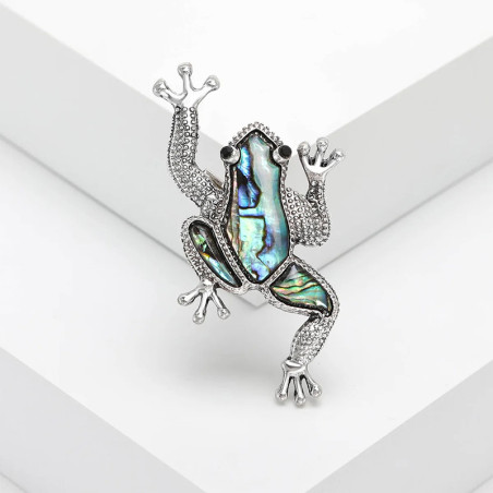 Broche Grenouille Nacre d'Ormeau | Bijou Nature Élégant