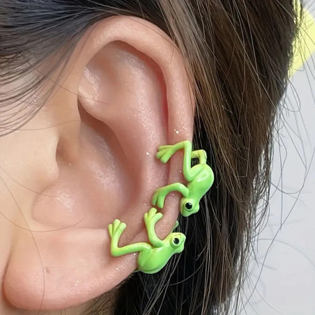 Boucles d'Oreilles Grenouille Émeraude | Bijou Animalier