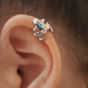 Manchette d'Oreille Grenouille Argentée | Bijou Nature Original
