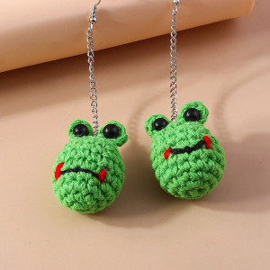 Cute Crochet Frog Earrings | Funny Handmade Jewelry Gift