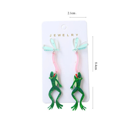 Boucles d'Oreilles Grenouille Saltante | Bijou Acrylique Unique