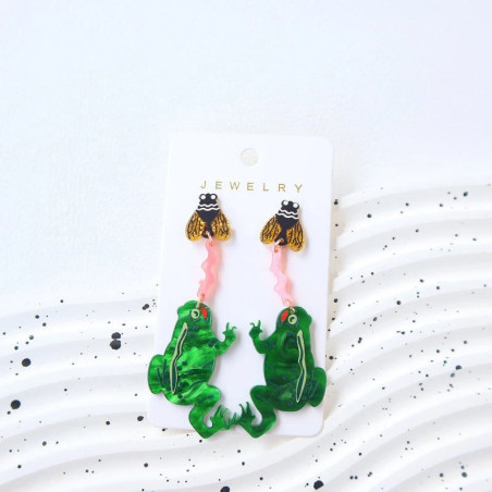 Funny Hungry Frog Earrings | Cute Animal Jewelry Gift for Women