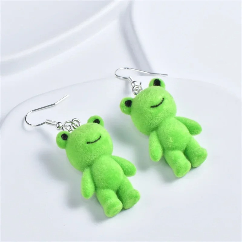Cute Fuzzy Frog Earrings - Unique & Funny Jewelry Gift