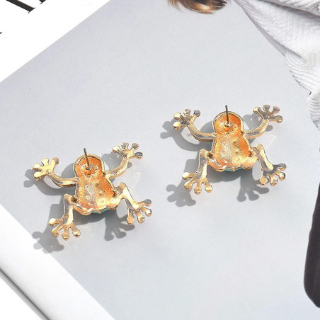 Turquoise Crown Frog Earrings - Cute & Unique Jewelry Gift