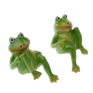 Lot de 2 Figurines Grenouille en Résine | Déco Jardin Originale