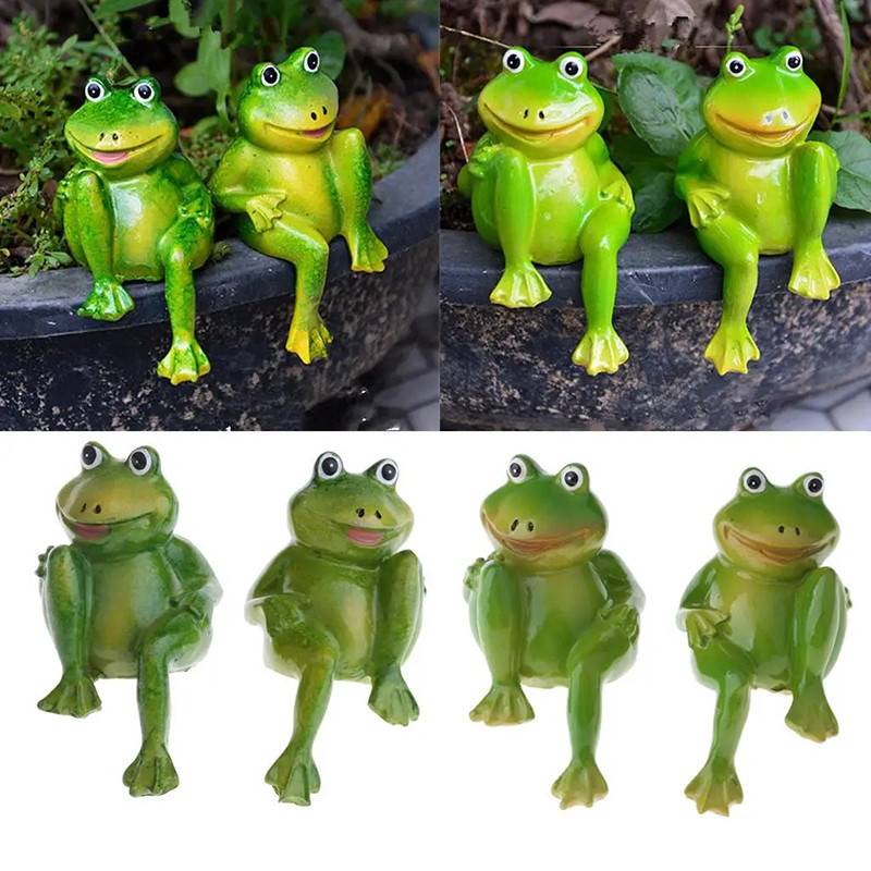 Lot de 2 Figurines Grenouille en Résine | Déco Jardin Originale