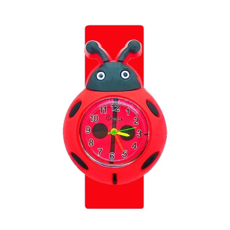 3D Ladybug Watch for Kids - Snap Bracelet & Quartz Movement