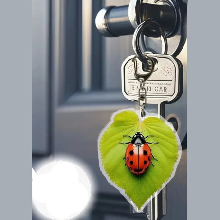 Porte-clés Coccinelle Mignonne Feuille Cœur | Cadeau 2D Nature