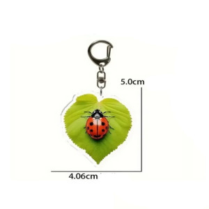 Cute Ladybug Heart Leaf Keychain | Unique 2D Nature Gift Idea
