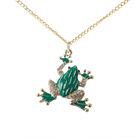Collier Grenouille Scintillante & Cristaux | Bijou Nature Doré