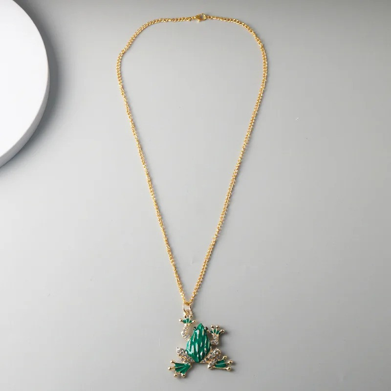 Collier Grenouille Scintillante & Cristaux | Bijou Nature Doré