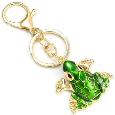Porte-Clé Grenouille Mignonne Éclat Végétal - Finition Or/Argent