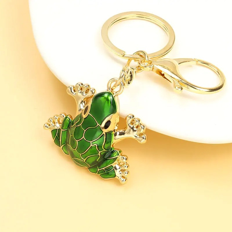 Porte-Clé Grenouille Mignonne Éclat Végétal - Finition Or/Argent