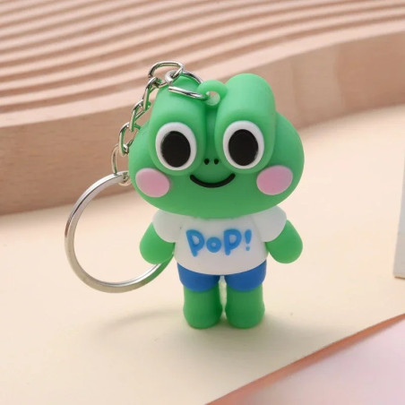 Cute 'Pop! Green' Frog Keychain – Funny & Colorful Accessory